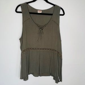 Army Green Peplum Gauze Cami XXL